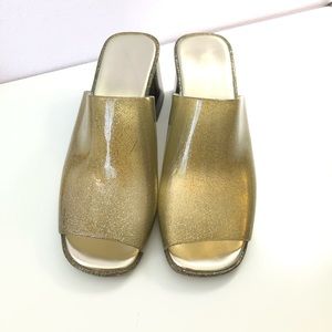 Jeffrey Campbell Petra Gold Block Heel Mule